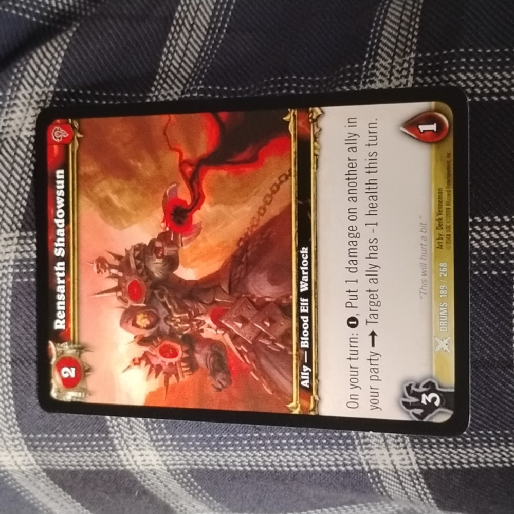 World of Warcraft: Drums "RENSARTH SHADOWSUN" #189/268 Trading Card